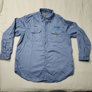 Carhartt Shirt Mens Extra Large FR Flame Resistant Button Down Workwear Blue